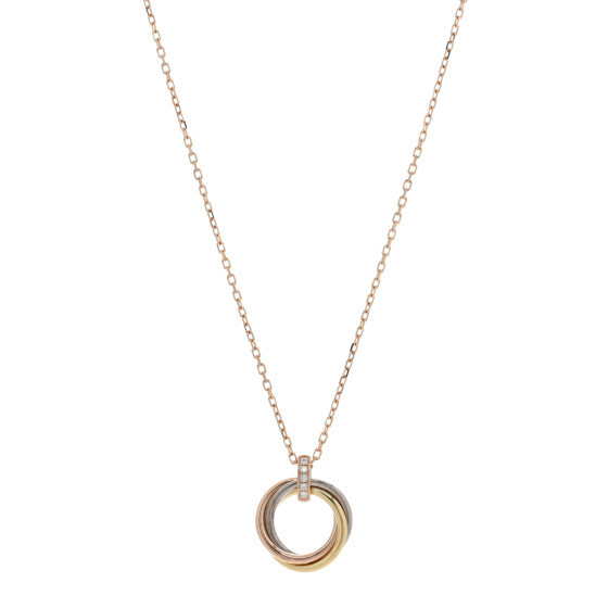 18K Pink White Yellow Gold Diamond Trinity Pendant Necklace