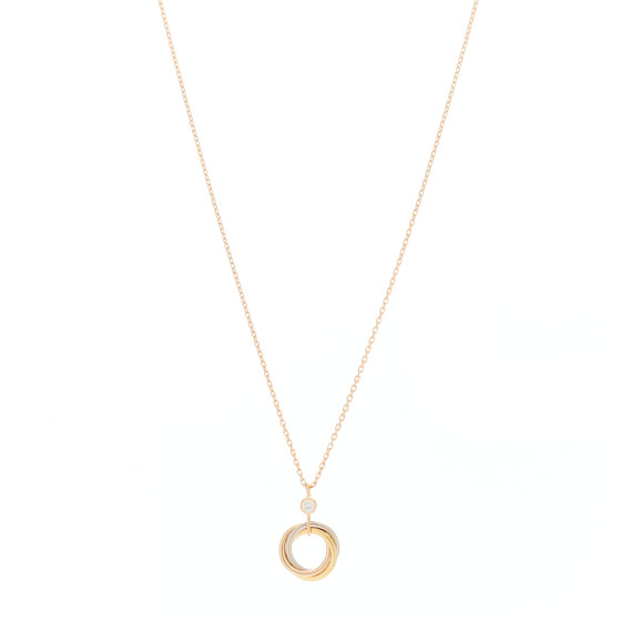 18K Pink Yellow White Gold Diamond Trinity Pendant Necklace