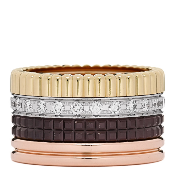 18K Pink Yellow White Gold Diamond PVD Large Quatre Classique Ring 51 5.75