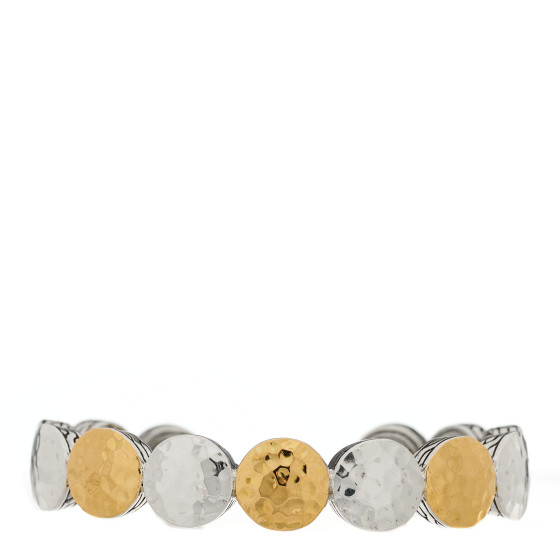 Sterling Silver 18K Yellow Gold Hammered Dot Cuff Bracelet