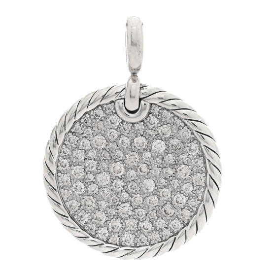 Sterling Silver Diamond 24mm DY Elements Disc Pave Pendant