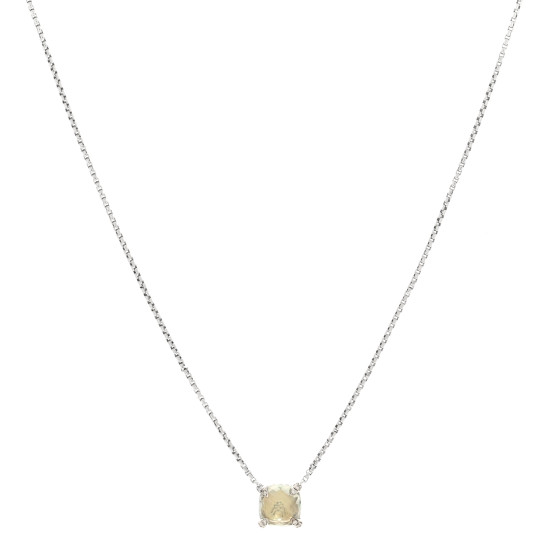 Sterling Silver Diamond Prasiolite 9mm Petite Chatelaine Pendant Necklace