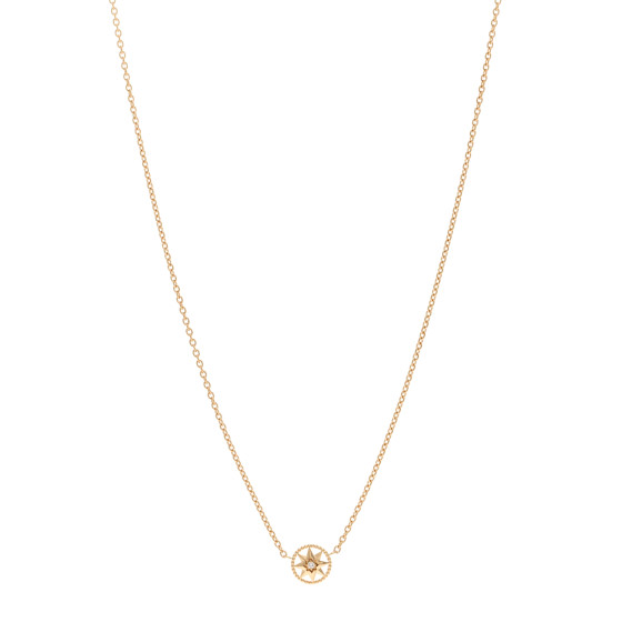18K Yellow Gold Diamond XS Rose Des Vents Necklace