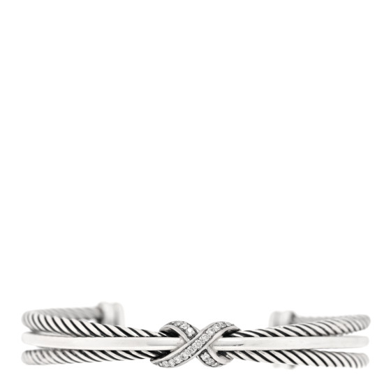 Sterling Silver Diamond 7mm Crossover X Bracelet