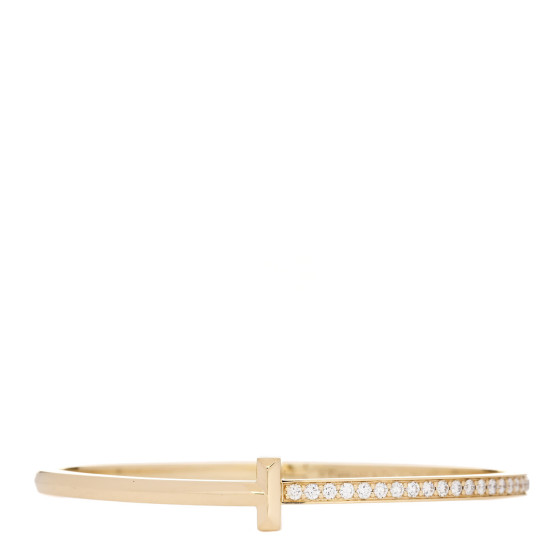18K Yellow Gold Diamond Narrow T1 Hinged Bangle Bracelet