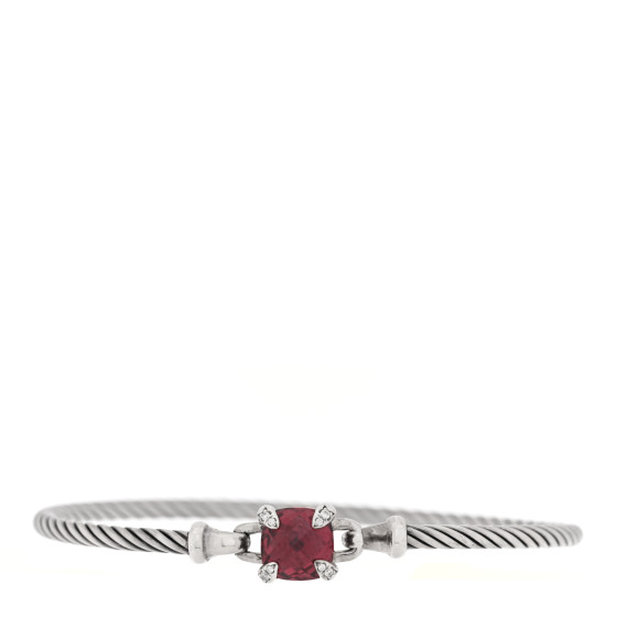 Sterling Silver Diamond Rhodolite Garnet 8mm Chatelaine Bracelet