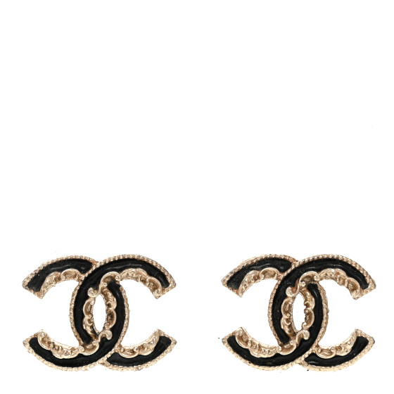 Enamel CC Baroque Earrings Light Gold