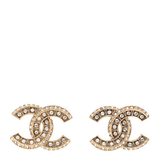 Crystal CC Earrings Light Gold