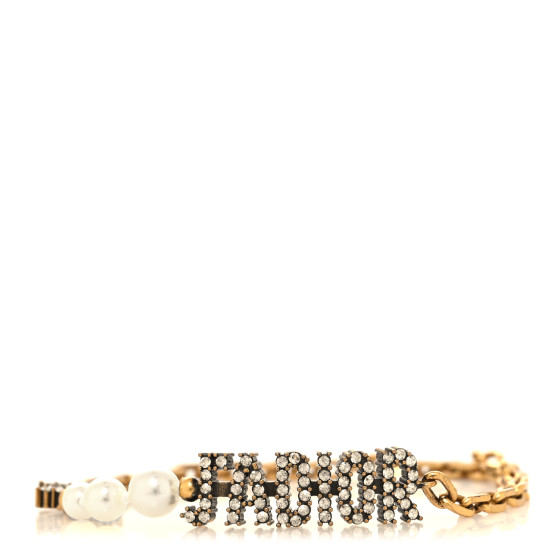 Metal Crystal Pearl J'Adior Bracelet Gold