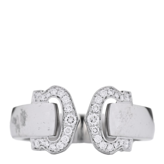 18K White Gold Diamond C De Cartier Ring 54 7