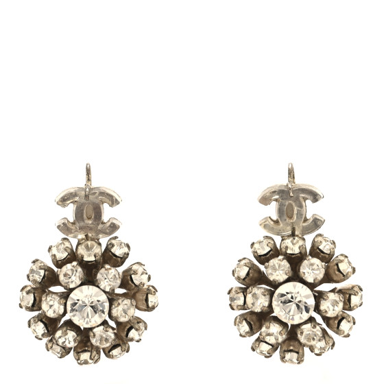 Crystal CC Drop Earrings Silver
