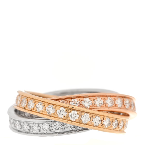 18K White Yellow Pink Gold Diamond Trinity Ring 47 4