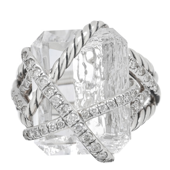 Sterling Silver Diamond Quartz 18mm Cable Wrap Ring 53 6.25