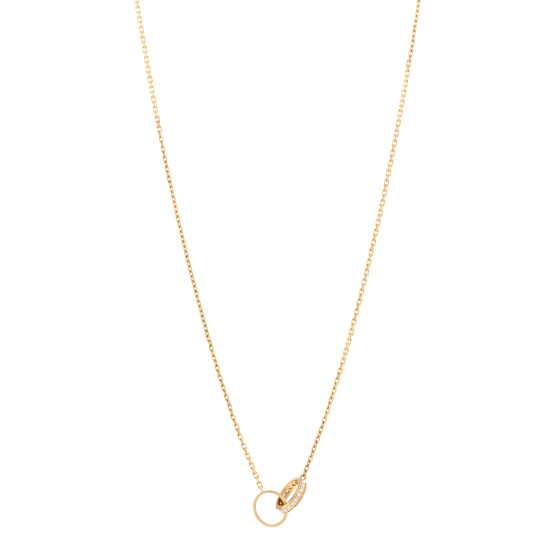 18K Yellow Gold Diamond Interlocking LOVE Necklace