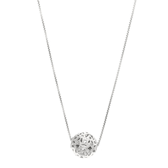 Sterling Silver Diamond Quatrefoil Ball Pendant Necklace