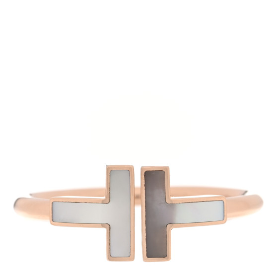 18K Rose Gold Mother of Pearl T Wire Ring 58 8.25