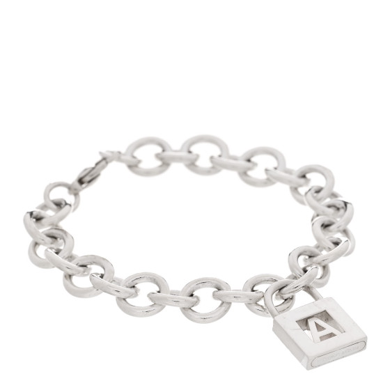 Sterling Silver Initial A Lock Charm Bracelet