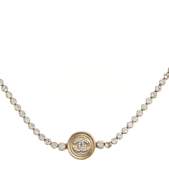 Crystal CC Chain Short Necklace Gold