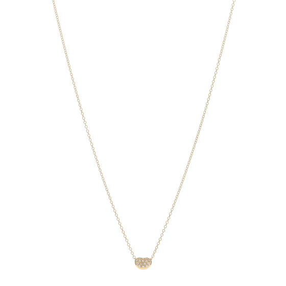 18K Yellow Gold Diamond Elsa Peretti 6.5mm Bean Pendant Necklace