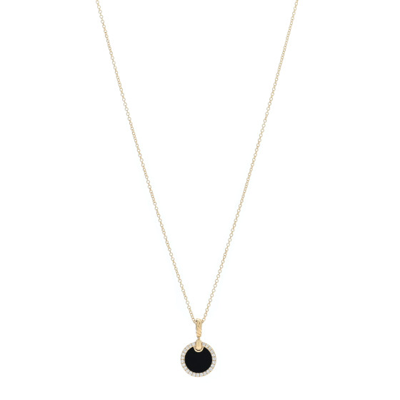18K Yellow Gold Diamond Black Onyx Petite DY Elements Pendant Necklace