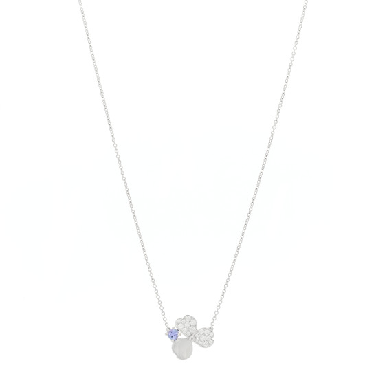 Platinum Diamond Tanzanite Paper Flowers Pendant Necklace