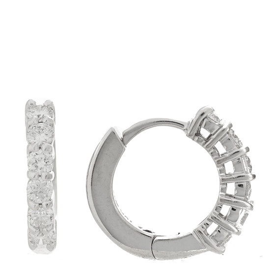 18K White Gold Diamond .70ct Huggie Hoop Earrings
