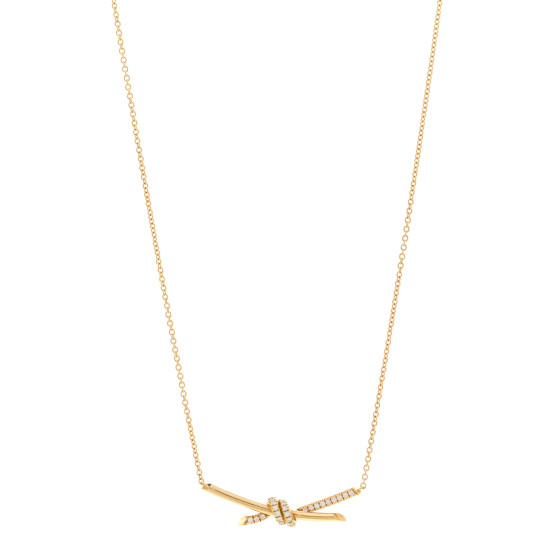 18K Yellow Gold Diamond Knot Necklace