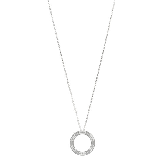 18K White Gold Diamond LOVE Paved Necklace