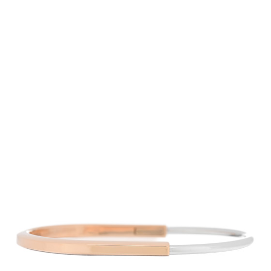 18K Rose White Gold Narrow Tiffany Lock Bangle Bracelet
