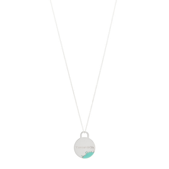 Sterling Silver Enamel Whitney Biennial Color Splash Pendant Necklace Blue