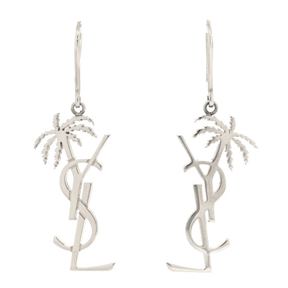Metal Monogram Palm Earrings Silver