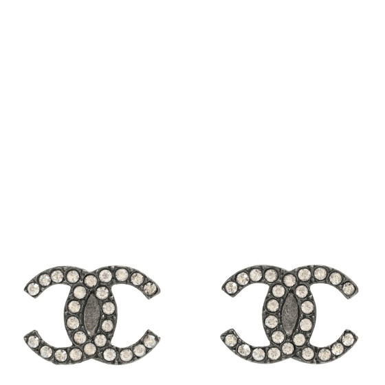 Ruthenium Crystal CC Stud Earrings