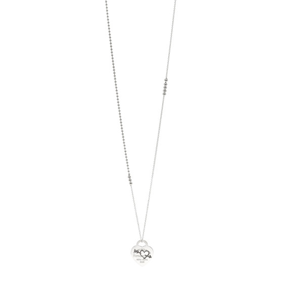 Sterling Silver Return to Tiffany Etched Heart and Arrow Tag Pendant Necklace