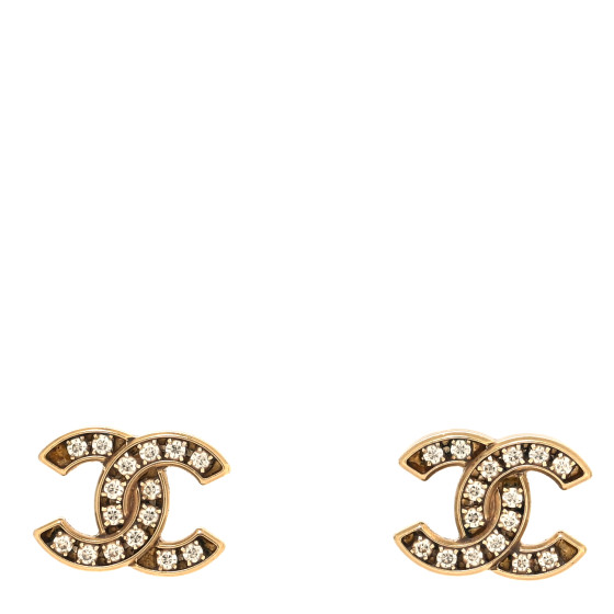Matte Metal Crystal CC Earrings Gold