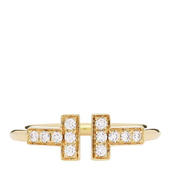 18K Yellow Gold Diamond T Wire Ring 50 5.5