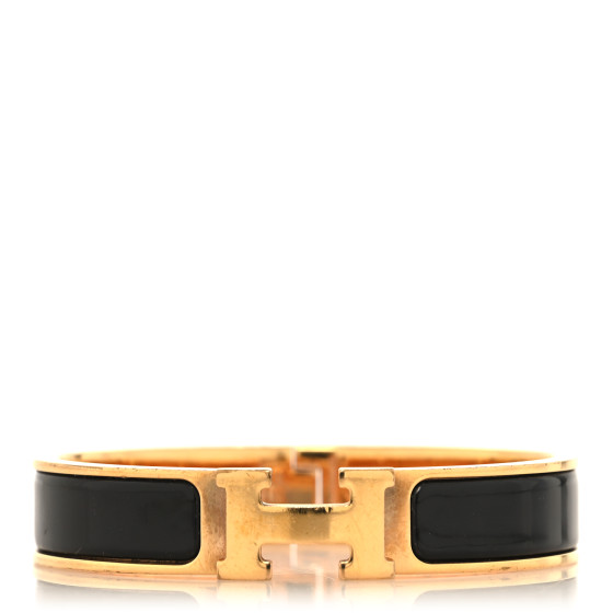 Enamel Narrow Clic Clac H Bracelet PM Black