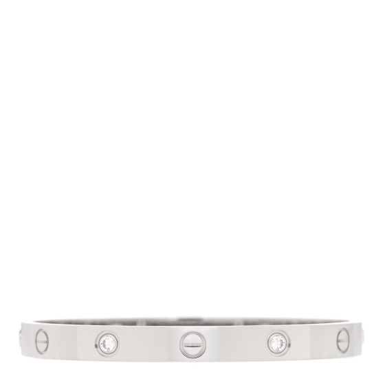 18K White Gold 4 Diamond Love Bracelet 17