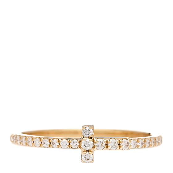 18K Yellow Gold Diamond T Wire Pave Ring 50 5.5