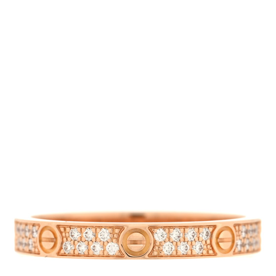 18K Pink Gold Diamond 2.6mm LOVE Paved Band Ring 47 4