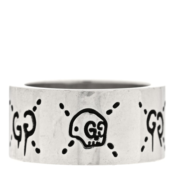 Sterling Silver GucciGhost Hamlet Skull Band Ring 48 4.5