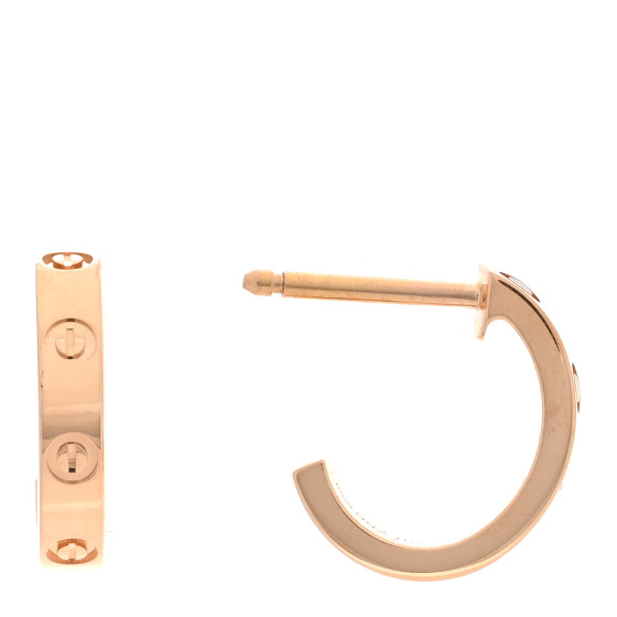 18K Pink Gold Small LOVE Hoop Earrings