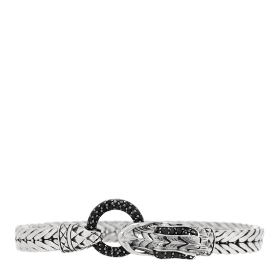 Sterling Silver Black Sapphire Black Spinel Naga Dragon Head Bracelet