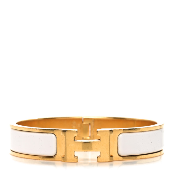 Enamel Narrow Clic Clac H Bracelet PM White