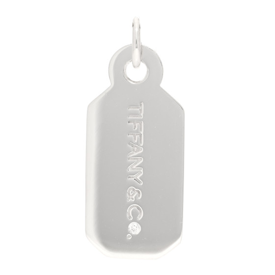 Sterling Silver Diamond Logo Tag Charm