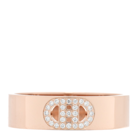 18K Rose Gold Diamond PM H D'Ancre Ring 56 7.5