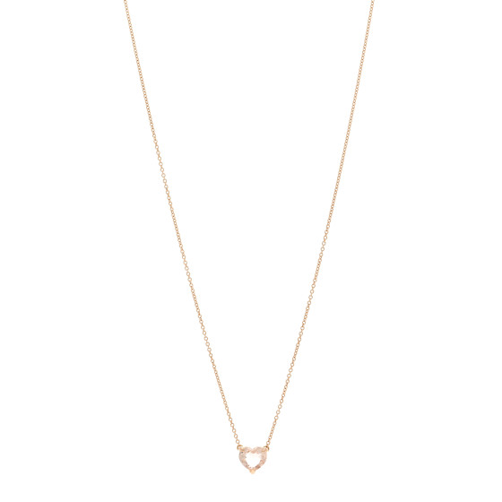 18K Rose Gold Morganite 8mm Chatelaine Heart Pendant Necklace