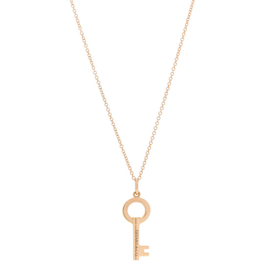 18K Rose Gold Modern Keys Round Open Key Pendant Necklace