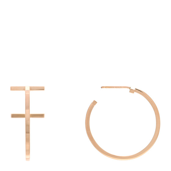 18K Rose Gold Medium T Wire Hoop Earrings