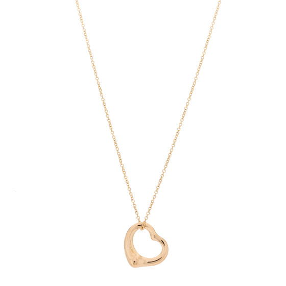 18K Rose Gold 16mm Elsa Peretti Open Heart Pendant Necklace