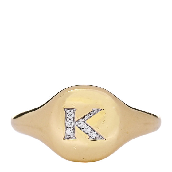 18K Yellow Gold Diamond Initial K Pinky Ring 49 5